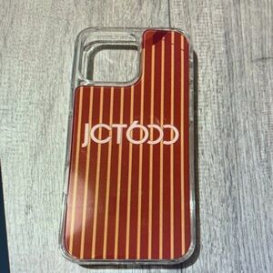 Apple Red and Gold Striped Case with Clear Sides